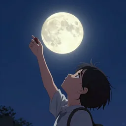raising, the moon so bright, nostalgia comes around, made of ticks + plastic, highly quality, artstation, anime,