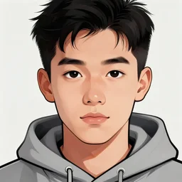detailed conceptual close up digital art portrait illustration in pop punk art comic style random young guy using grey hoodie and grey bandana with red white black wolf and crossed riffle combination in his right hoodie chest and gas mask
