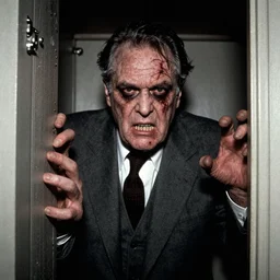 grainy photo of franklin roosevelt a creepy monster in a closet, harsh flash