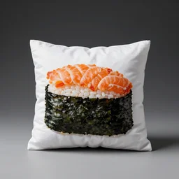 a pillow in the shape of sushi, product photography