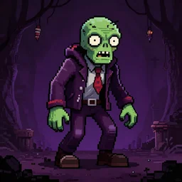 a zombie sprite from roguelike rpg game, msxotto +, pixel art, horror art, masterpiece, dark, gothic, very detailed, sharp, 8 k, cgsociety