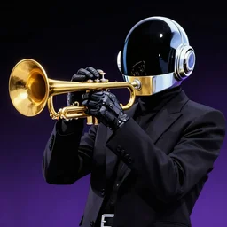 Daft Punk playing trumpet, anime