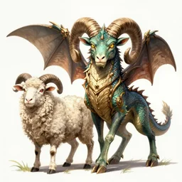 ram - dragon hybrid, mix of a ram and a dragon, cross between dragon and male sheep, epic fantasy art on artstation