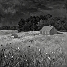 andrew wyeth's painting christina's world as a black and white widelux photograph