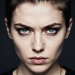 a photograph of a young woman, rebellious punk, glaring expression, dof, sharp focus, highly detailed face, symmetric face, realistic iris, cinestill 8 0 0 t, photography by paolo roversi