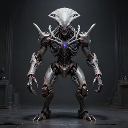 professional concept art symmetrical portrait of a horrendous robotic fractal predatory species in a dark room by artgerm and greg rutkowski. an intricate, elegant, highly detailed digital painting, cubism, concept art, smooth, sharp focus, illustration, in the style of cam sykes.