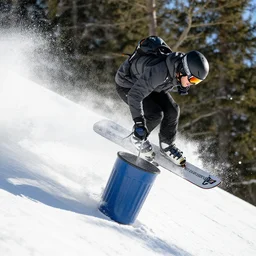 michael carrolling downhill, into the trashcan