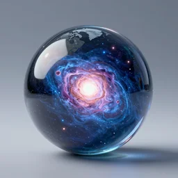 a glass sphere that contains a universe, digital art