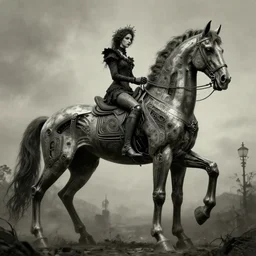 a shot of a gothic victorian, biomechanical organic giger, surrealism beksinski giant synthetic horse.