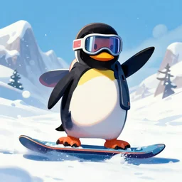 game keyart, snowboarding penguins, radical, painted by sylvain sarrailh, trending on artstation