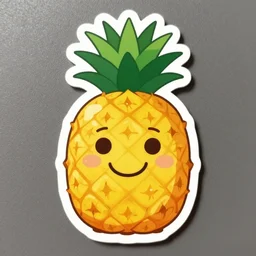 die cut sticker of anime smiling pineapple