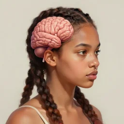 a woman with braids that looks like a brain, digital art painting, trending on artstation, featured on deviantart