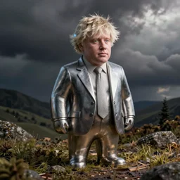 Boris Johnson as a metallic monopoly meeple