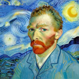 grand theft auto ( gta ) vincent van gogh style self - portrait, popular on artstation