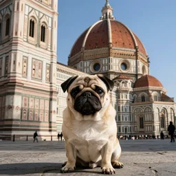 antrophomorphic pug in front of basilica duomo firenze