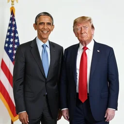 son of obama and trump. stock photo
