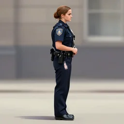 emma watson as a police woman, full body profile photo, digital art
