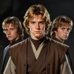 portrait of a man by greg rutkowski, ayden solo, he is about 3 0 years old, messy dark blond hair, atractive, wearing jedi robes, he resembles anakin and han, star wars expanded universe, highly detailed portrait, digital painting, artstation, concept art, smooth, sharp foccus ilustration, artstation hq