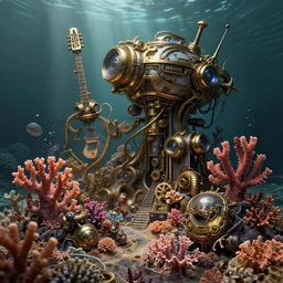 steampunk coral reef, octane render, high detail, trending on artstation, high quality wallpaper