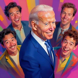 portrait of joe biden, smiling down from above turning slightly ( away ), artstation winner by victo ngai, kilian eng and by jake parker vibrant colors, winning - award masterpiece, fantastically gaudy, aesthetic octane render, 8 k hd resolution