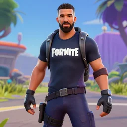 Drake in Fortnite very detailed 4K quality super realistic