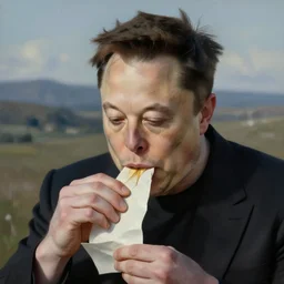 elon musk eating paper, oil painting, beautiful, high detail, cgsociety