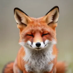 a cute photograph of a minecraft fox in real life, eyes closed, soft focus, studio lighting, 50mm
