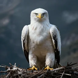 portrait of majestic white eagle on his Nest in the mountains, Single face, dramatic lighting, cinematic, establishing shot, extremly high detail, photo realistic, cinematic lighting, post processed, concept art, artstation, matte painting, style by eddie mendoza, raphael lacoste, alex ross