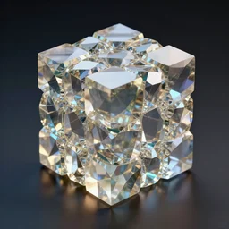 3 d render of dimensional cubic crystal, hyper realistic, cinematic, studio lighting, detailed