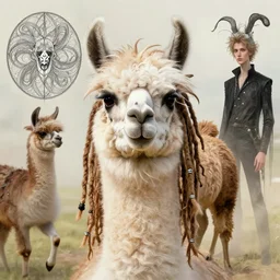 llama with dreadlocks, by mandy jurgens, ernst haeckel, artgerm, james jean