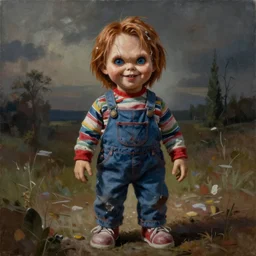 painting of chucky by jeremiah ketner and michal karcz | horror themed | creepy