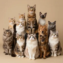 Beautiful hyperrealistic detailed award winning photography of a gang of magical cats and dogs by greg rutkowski, andreas rocha and john howe, and Martin Johnson Heade,featured on artstation, ultrawide angle,f16 , golden ratio, f32, well composed, cohesive