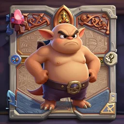 a angry murloc, Hearthstone official splash art, smallest waist, widest hips, full body, small head, SFW, SFW