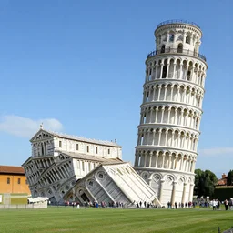 a fallen leaning tower of pisa