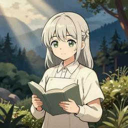 a vector image trace of a cute librarian, anime vector trace, vector art, high resolution