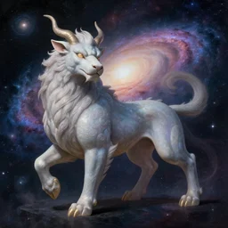chinese god beast in space, absorbing the energy of galaxies to create his metaverse, soft light, realism, maximum detail, high quality, good study of style, depth of field, focus, painting classicism and abstractionism, 8 k by picasso