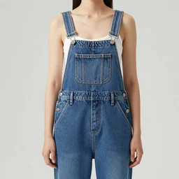 a kangaroo wearing denim overalls that have a front pocket, fashion shoot, studio lighting