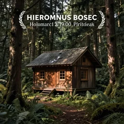 a cabin in the forest hyperdetailed digital illustration by hieronymus bosch