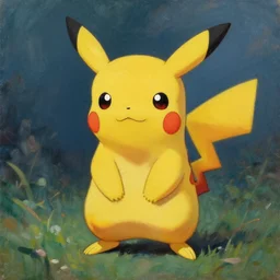 happy pikachu, classical oil painting, rutowsky