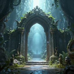 entrance to ethereal realm, rendered in unreal engine, central composition, symmetrical composition