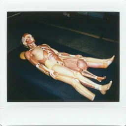 polaroid photo of dissected bodies on a boxing match, human anatomy, gross anatomy, dissection