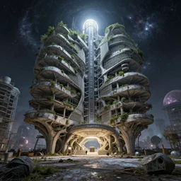 a beautiful hyperdetailed rendering of urbex nature building underground station unfinished building by moshe safdie, cosmic biopunk, archdaily, wallpaper, highly detailed, trending on artstation.