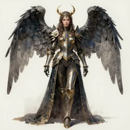 concept art of a empress knight angel gothic girl, artstation trending, by joseph mallord william turner, luis royo, watercolor, highly detailed