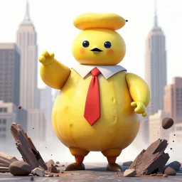 donald trump dressed as the stay puft marshmallow man, destroying new york, matte painting, by isaac levitan and asher brown durand,