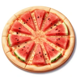 a pizza topped with watermelon