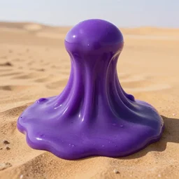realistic and detailed purple slime in gobi desert