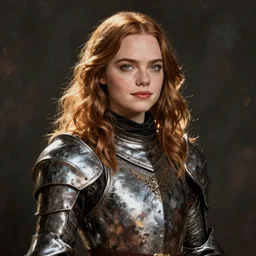 Emma Stone as a medieval knight, matte painting, featured on Artstation
