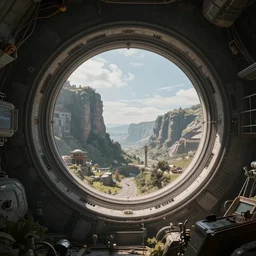 ''inside a ring world, very realistic, photograph, futuristic''