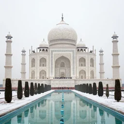 taj mahal in the snow, photograph,