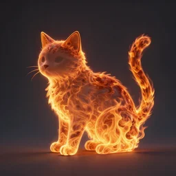 a photo of a cat made of fire